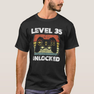 Camiseta Jugador de video desbloqueado de nivel 35 cumpleañ