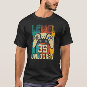 Camiseta Jugador de video desbloqueado de nivel 35 cumpleañ