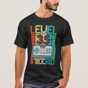 Camiseta Jugador de video desbloqueado de nivel 35 cumpleañ
