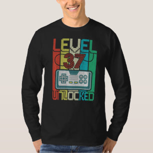 Camiseta Jugador de video desbloqueado de nivel 37 cumpleañ