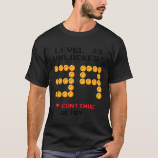 Camiseta Jugador De Vídeo Desbloqueado De Nivel 39 Cumpleañ