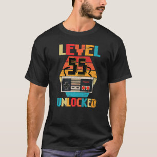 Camiseta Jugador de video desbloqueado de nivel 55 cumpleañ