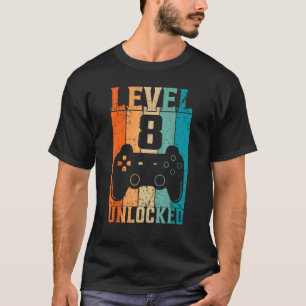 Camiseta Jugador de vídeo desbloqueado de nivel 8 Cumpleaño