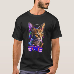 Camiseta Jugador de videojuegos de gato de Singapur hombre