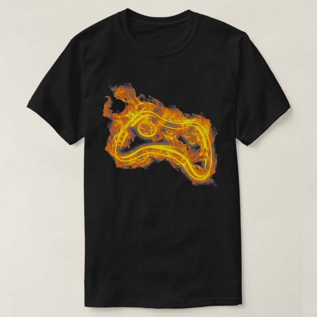 Camiseta Jugador de videojuegos de llamas del controlador d (Diseño del anverso)