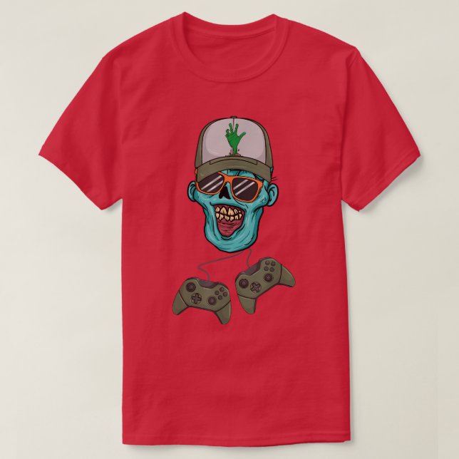 Camiseta Jugador de videojuegos Zombie Halloween Zombie Gam (Diseño del anverso)