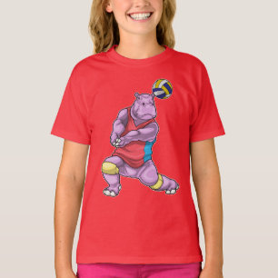 Camiseta Jugador de voleibol de hipopótamo Voleibol