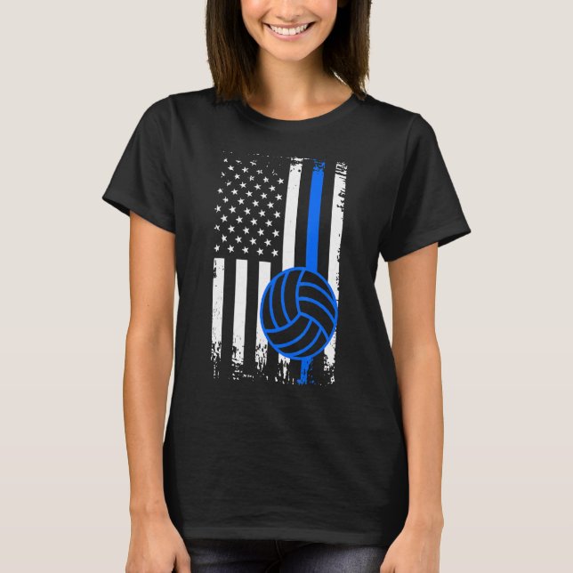 Camiseta Jugador de voleibol de policía Bandera Patriótica  (Anverso)