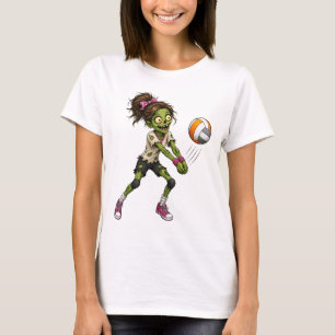 Camiseta Jugador de Voleibol Zombie Halloween Spike Espeluz