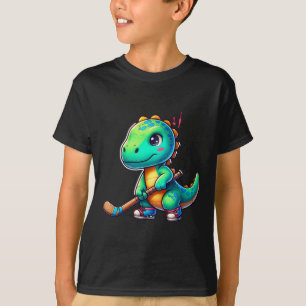 Camiseta Jugador Divertido de Hockey sobre Césped de Dinosa