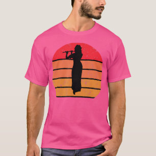 Camiseta Jugador femenino de flauta Sunset Vintage Silhouet