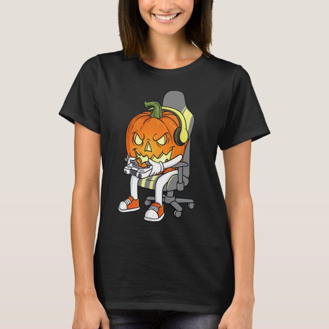 Camiseta Jugador Halloween Jackolantern Scary Gaming Niños (Anverso)