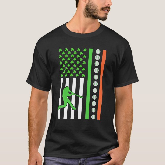 Camiseta Jugador irlandés de Béisbol Bandera Americana St.  (Anverso)