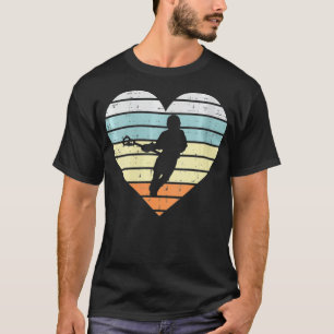 Camiseta Jugador Lacrosse Silhouette Heart Retro La M