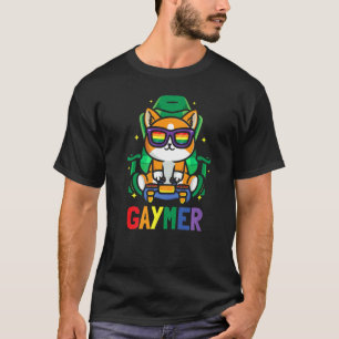 Camiseta Jugador Lesbiana Gamer Gaymer Gato LGBTQ Arcoíris 