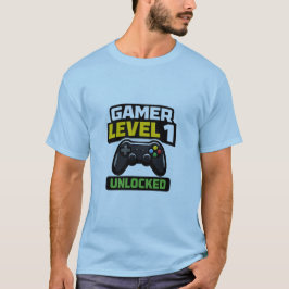 Camiseta Jugador Nivel 1 Desbloqueado Controlador Divertido