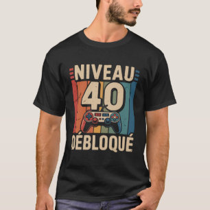 Camiseta Jugador Nivel 40 Desbloqueado - Regalo Humor 40 Añ