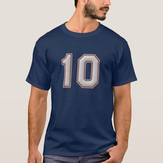 Camiseta Jugador número 10 - puntadas frescas del béisbol (Anverso)