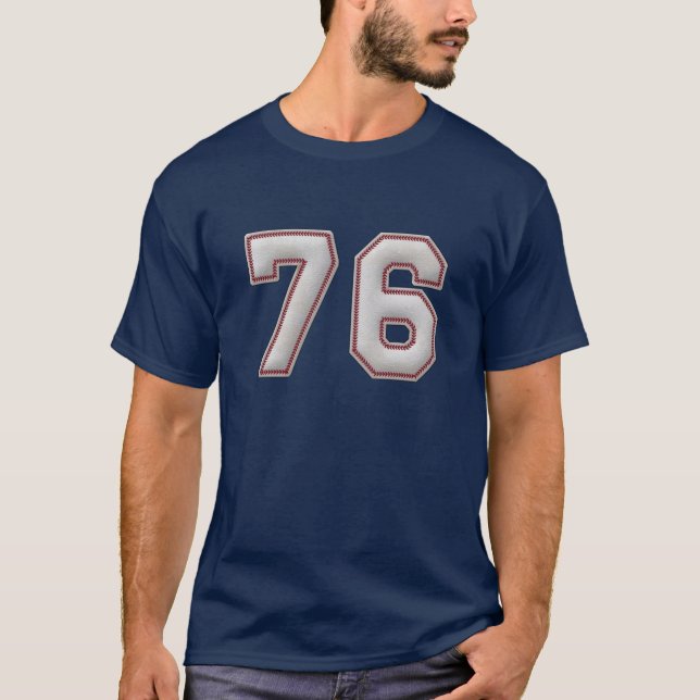 Camiseta Jugador número 76 - puntadas frescas del béisbol (Anverso)