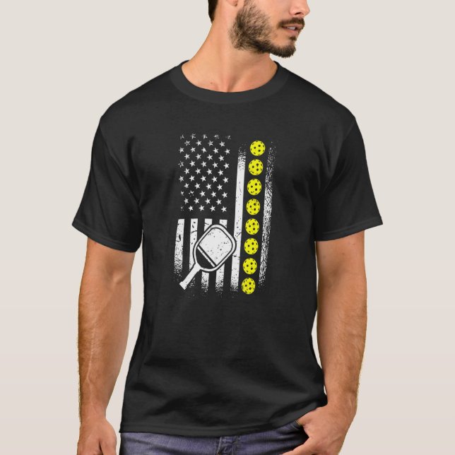 Camiseta Jugador Patriótico Estadounidense De Pickleball (Anverso)