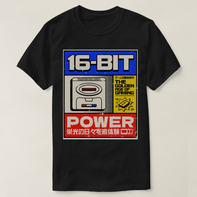 Camiseta Jugador Power Retro de 16 bits (Diseño del anverso)
