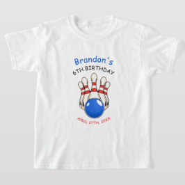 Camiseta Jugador Red & Blue Bowling Tema 6 cumpleaños