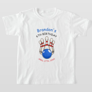 Camiseta Jugador Red & Blue Bowling Tema 6 cumpleaños