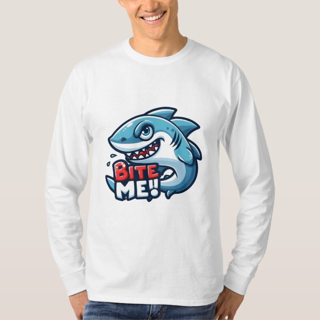 Camiseta Jugador té gráfico de tiburón "Bite Me" - divertid (Anverso)