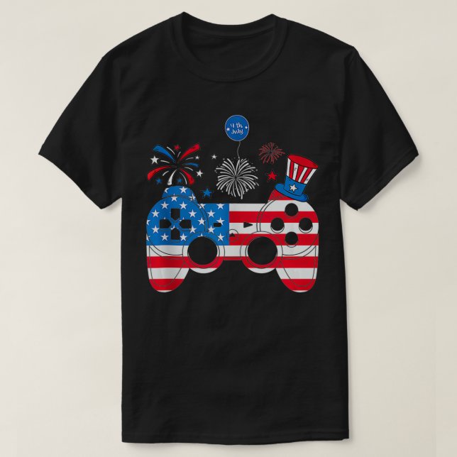 Camiseta Jugador Video Juegos 4 De Julio Hombres Graciosos  (Diseño del anverso)