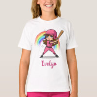 Jugadora de béisbol de dibujos animados linda en r
