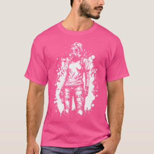 Camiseta Jugadora De Cyberpunk Con Graffi Con Máscara De Ga