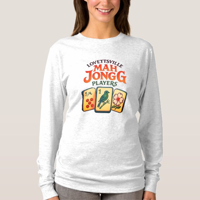 Camiseta Jugadora de Mah Jongg de Lovettsville Manga Larga (Anverso)