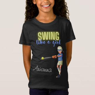 Camiseta Jugadora de Softbol Femenino Golpea Como Una Niña 