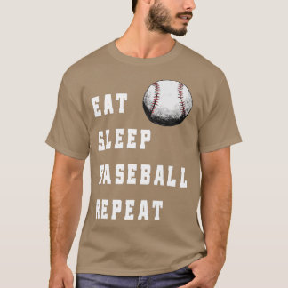 Camiseta Jugadores De Béisbol De Comer Sleep Béisbol Repeti