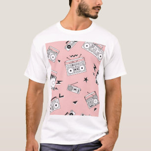 Camiseta Jugadores de cassette antiguos: patrón retro.