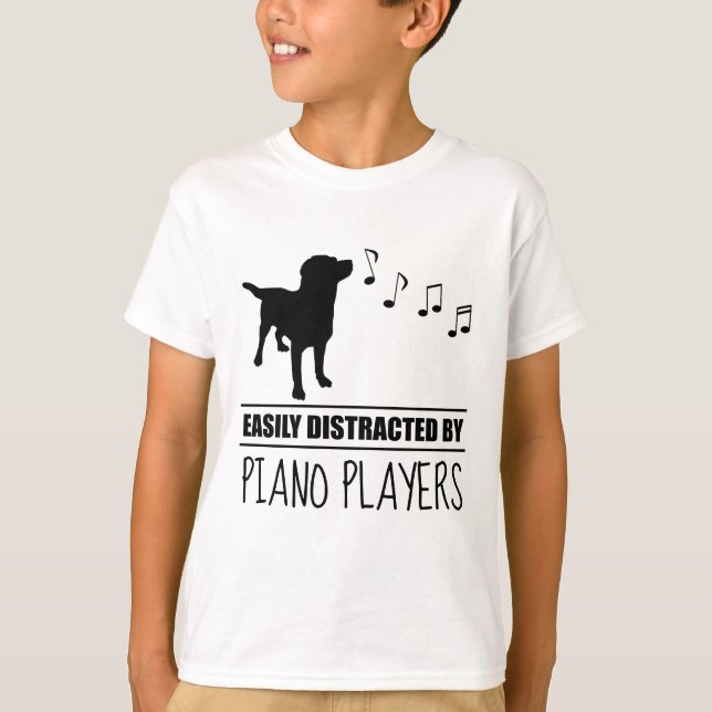 Camiseta Jugadores de piano distraen fácilmente a perro cur (Anverso)