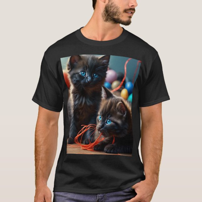 Camiseta Jugadores gatos y yarn - Whimsical T-Shirt Collect (Anverso)
