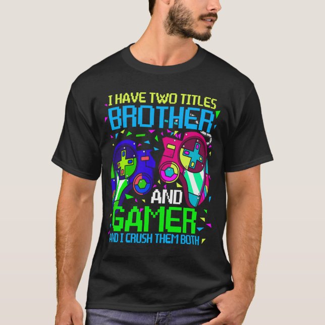 Camiseta Jugadores Niños Idea Videojuegos Hermano Gaming (Anverso)