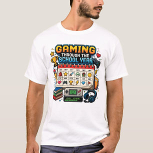 Camiseta Jugando a través del año escolar Retro Pixel Gamer