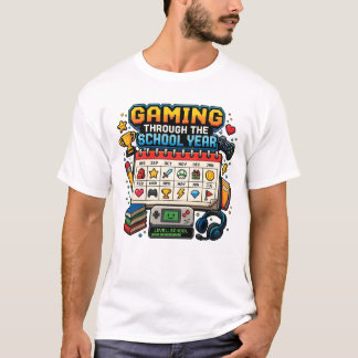 Camiseta Jugando a través del año escolar Retro Pixel Gamer