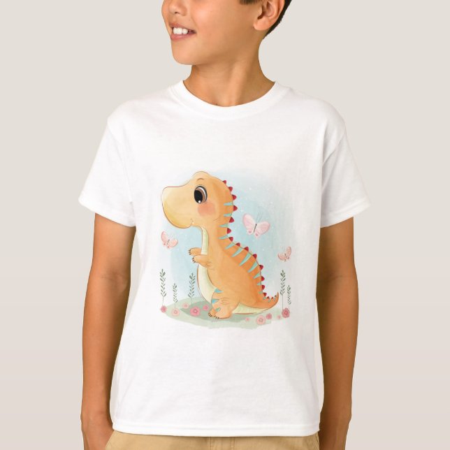 Camiseta Jugando de Dinosaurio Feliz (Anverso)