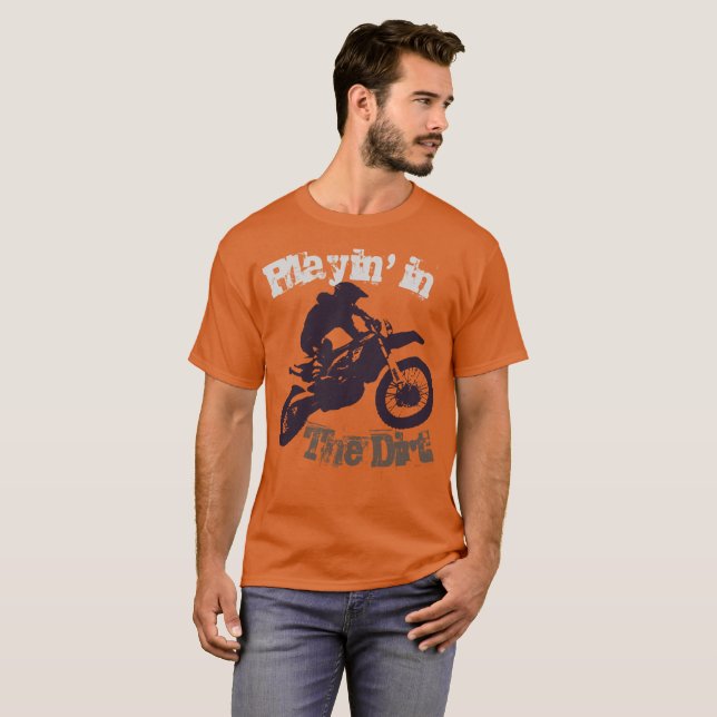 Camiseta "Jugando en la tierra" Dirtbike y motocross #3 (Anverso completo)