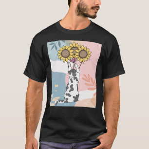 Camiseta Jugando Gato Con Mariposa Y Girasoles