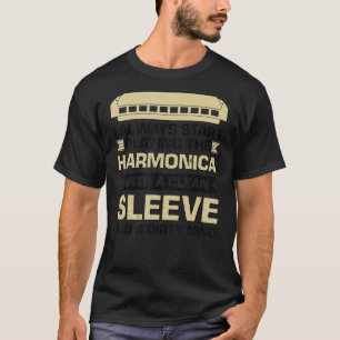 Camiseta Jugando La Armonica Con Una Manga Limpia Y Una Di