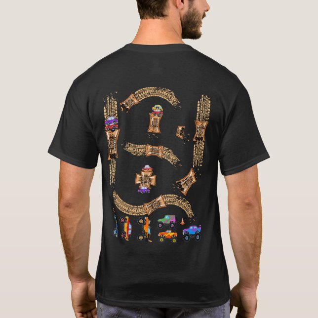 Camiseta Jugar a los camiones monstruales en la pista de au (Reverso)