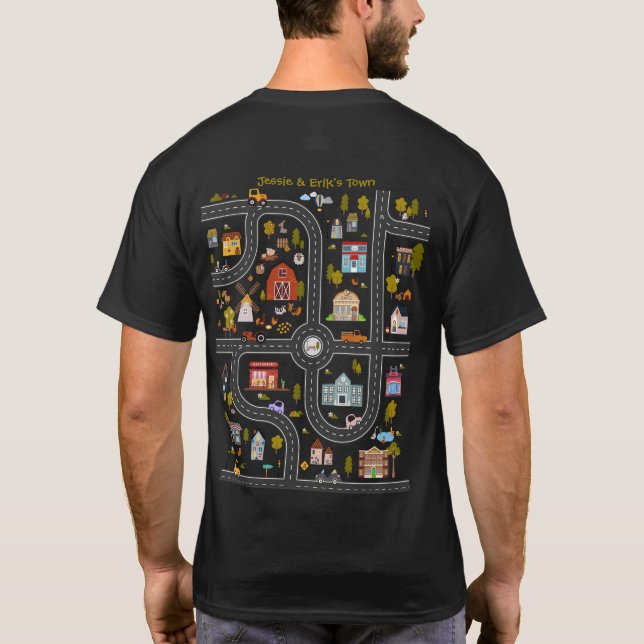 Camiseta Jugar a los coches en la espalda de papá, los niño (Reverso)
