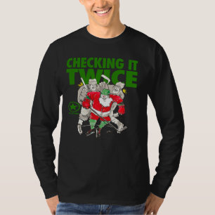 Camiseta Jugar a los fuertes Santa Verificando su hockey do