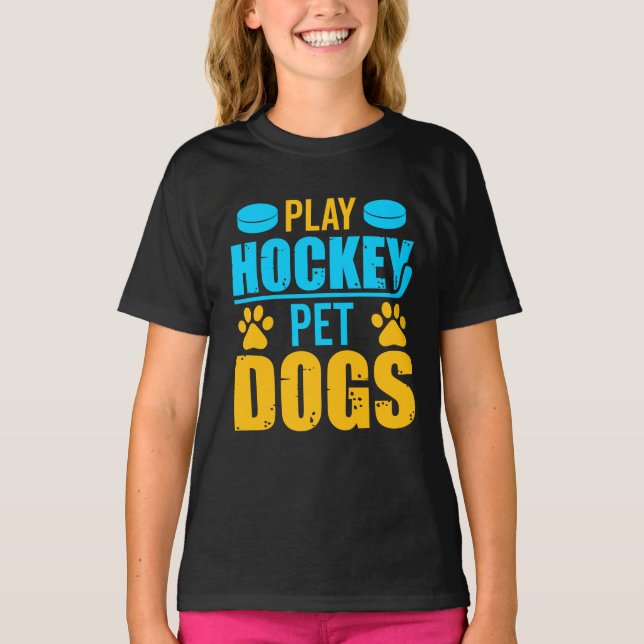 Camiseta Jugar a los perros Mascotas de hockey (Anverso)