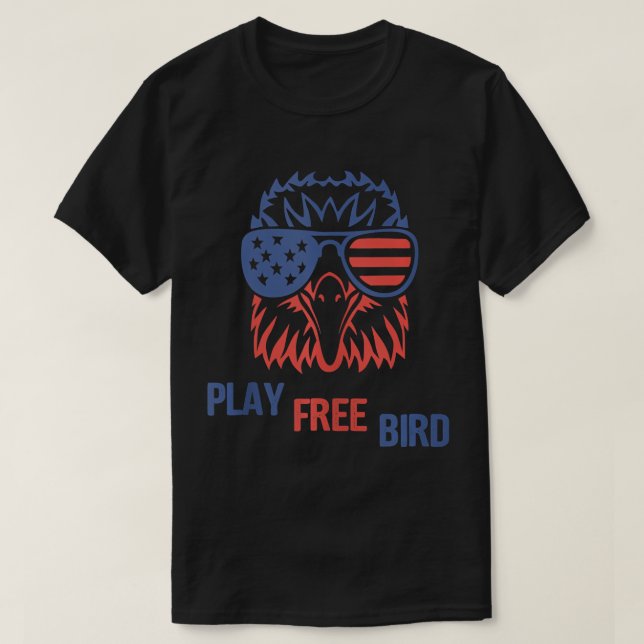 Camiseta Jugar A Pájaro Libre Águila Patriótica TShirt 4 De (Diseño del anverso)