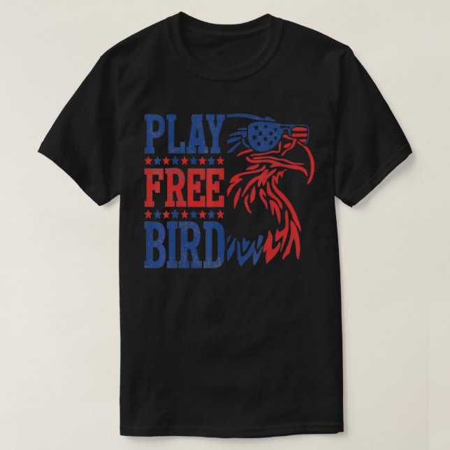 Camiseta Jugar a Pájaro Libre Patriótico Eagle T 4 de Julio (Diseño del anverso)